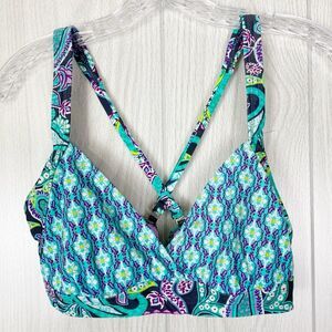 Athleta | Blue & Purple Paisley Print Bikini Top Size 38B / 36C